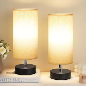 Small Table Lamp for Bedroom Set of 2 - Bedside Lamps for Night Stands, Minimali - Picture 1 of 12