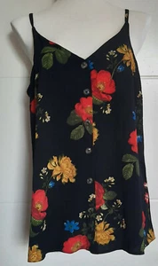Papaya Black Floral Ladies Summer Casual Top Sleeveless Womens Blouse Size 8 14 - Picture 1 of 12