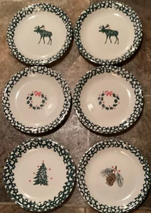 Set 6 piatti insalata Tienshan Folkcraft Holiday Pines inverno Natale alce - Foto 1 di 2