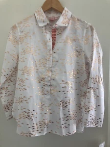 Persifor Tropical 3/4 Button Down Blouse Sz XS NWT - Picture 1 of 5