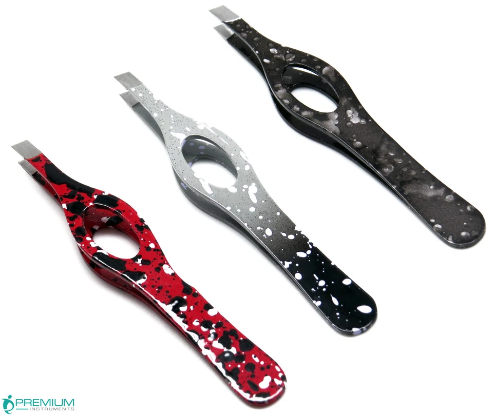 Set of 3 Beauty Eyebrow Hair Removal Tweezer Professional Slanted Steel Tools - Image 1 of 4