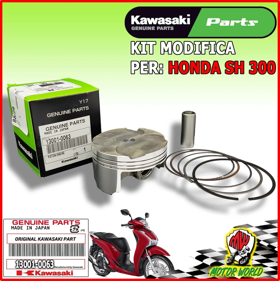 KIT MODIFICA PISTONE HONDA SH 300 PER CILINDRI ø76 KAWASAKI CON FERMI E SPINOTTO - Imagen 1 de 2