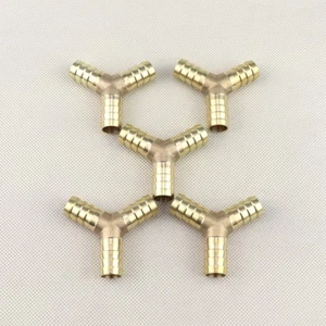 5Pcs Y-3 Way 1/2"Brass Hose Barb Fitting Pipe Tubing Splicer Fuel Water Gas Air - Picture 1 of 4