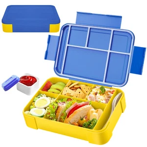 Brotdose Kinder mit Fächern Bento Box Auslaufsicher Lunchbox für Mädchen Jungen - Bild 1 von 7