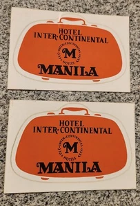 Hotel Gepäck Etiketten 2 Stück Vintage Intercontinental Manilla - Bild 1 von 1