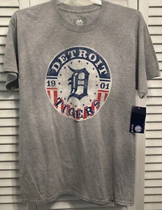 Detroit Tigers Baseball Gray Short Sleeve T Shirt by Majestic. MEDIUM - Picture 1 of 1