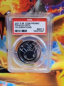 Pokemon Pikachu Celebrations 25th Metal 2021 Graded Coin PSA 9 - Picture 1 of 2