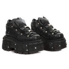 New Rock Botas M-TANK106-C2 Unisex Negro Metálico 100% Cuero Gótico Plataforma