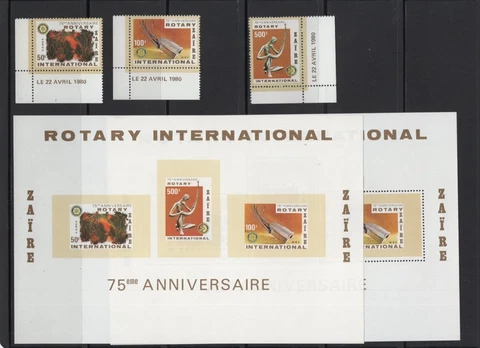 Zaire 971-973 973a perf & imperf MNH Rotary COMPLETE SET Three stamps and two sh Cover