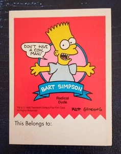 Vintage Bart Simpson Name Tag Sticker - Bild 1 von 1