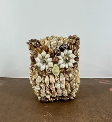 Sea Shell Owl By Carrib Made In Philippines Google Eyes Vintage Hand Made - Image 1 of 4