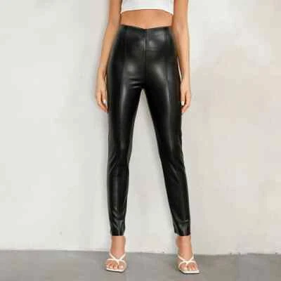 Womens Black Leather Pant 100% Real Lambskin leggings pant skinny Biker Pant W6 - Image 1 of 3