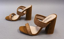 double strap block heel mules