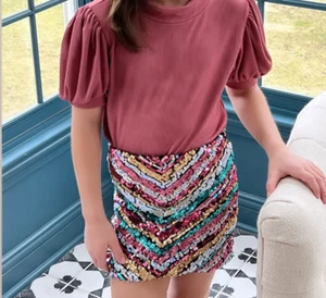 NWT Be Elizabeth by James and Lottie Skirt Girls Size 8 Multicolor Sequin Zipper - Picture 1 of 5
