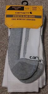 New! Carhartt Synthetic Blend Socks Men's Size Large White 3 Pack
