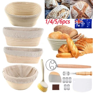 1-6pc Oval Banneton Bread Proofing Proving Basket Storage Hamper Trays DIY Tool - Picture 1 of 24