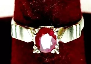 925 St. Silver Ring With Beautiful 6 x 4 mm Burma Ruby, Size O - Picture 1 of 5