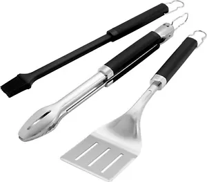 Weber Precision 3 Pc Grill BBQ Tool Set ~ NEW Soft Handles Stainless Steel - Picture 1 of 2