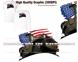 Willys Vintage Army 4x4 Off Road Vehicle DigiRods Cartoon Car T Shirt - Picture 1 of 6
