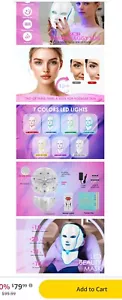 LED Face Mask 7 Colors Skin Care – Red Light Therapy Facial Beauty Mask - Picture 1 of 12