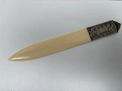 Ancien Coupe-papier monture en Argent Massif Souvenir de Rome Art Nouveau - Photo 1/4