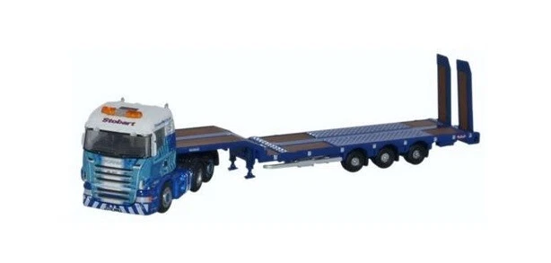 N GAUGE SCANIA HIGHLINE NOOTEBOOM 3 AXLE SEMI LOW LOADER STOBART RAIL NSHL01ST - Image 1 of 1