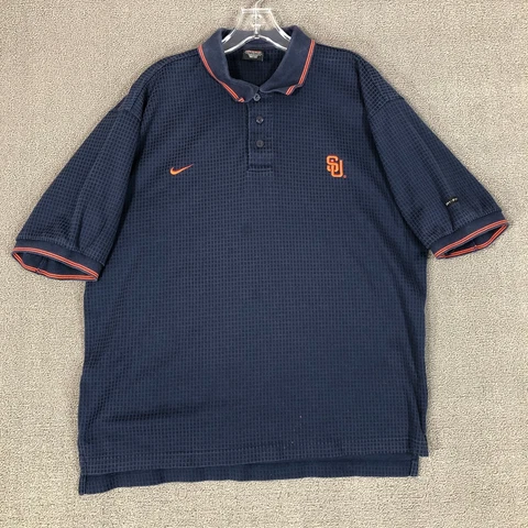 VINTAGE Syracuse Orange Polo Shirt Mens Medium Blue Logo Golf 90s NCAA Nike Team Cover