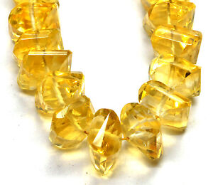 Citrine Twisted Square Faceted Gemstone Beads 7mm-8mm 8" Strand Wholesale PH-066
