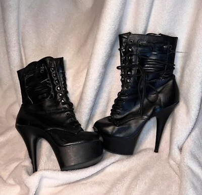 USED Pleaser Shoes size 7 Platform EXOTIC DANCER HEELS USED ULTRAAVIOLETTS SHOES - Image 1 of 4
