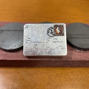 Antique Stamp Box Envelope Sterling Silver Miniature 1890 Rochester, New York - Picture 1 of 12