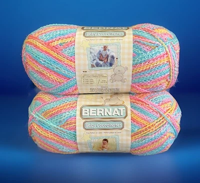 (2) Bernat BABY COORDINATES Ombre Yarn CANDY BABY #49415 Red Pink Yellow Blue - Image 1 of 4