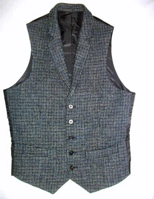 ASOS HARRIS TWEED CHECK COLLARED WAISTCOAT JACKET Blazer 34 Hunting Suit Coat - Image 1 of 4