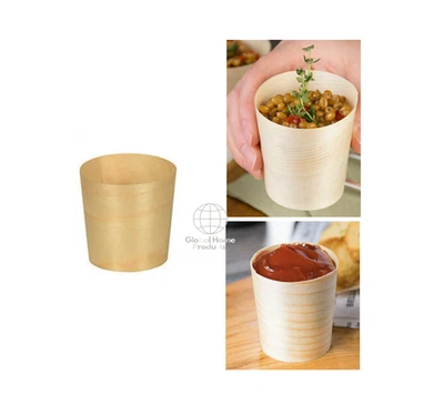 Wooden Serving Snack Bowls 4.5cm Finger Food Bowls For Party Picnic Wedding Cafe - Image 1 of 3