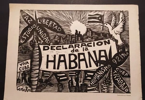 1961 Ana Rosa Gutierrez Original Political Woodcut Print Cuba Art Xylography 3 - Bild 1 von 10