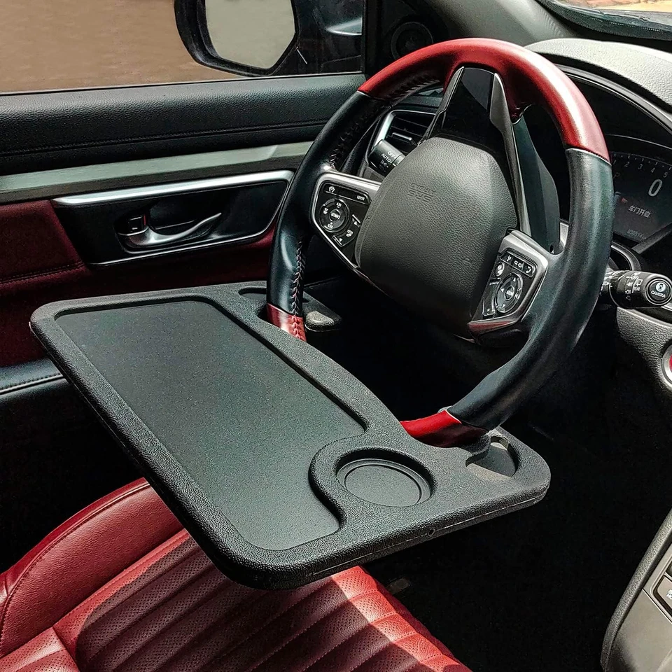 Bandeja de volante portátil para uso en alimentación y portátil en coche negro Foto 1 de 4