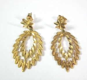 ATEMBERAUBENDE 14K GELBGOLD BLATT OHRHÄNGER/TROPFEN (1") 2,5G - Bild 1 von 6