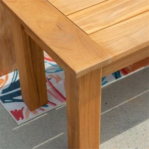 Afuera Living Contemporary Outdoor 18" Teak Wood Dining Bench in Natural Oil - Picture 1 of 7