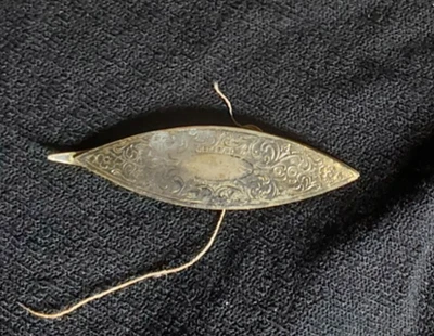 Vintage 1920s German Silver Double Sided Filigree Thread Pocket Bobbin-3 inches Foto 1 de 3