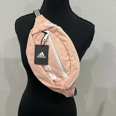 Adidas Core Bolso Cintura Riñonera Cremallera Bolsa Rubor Negro Blanco Correa a Rayas Foto 1 de 4