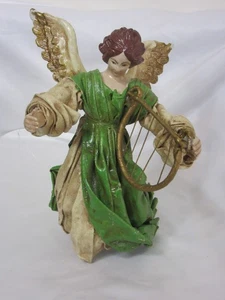 Vintage Pappmaché Engel Ornament Harfe Spielfigur Handarbeit 8 Zoll - Bild 1 von 9