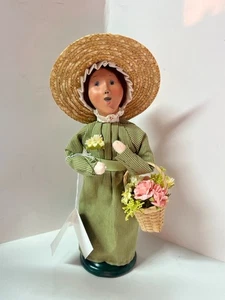 Byers Choice Colonial Country Spring Girl Lady 2011 Floral Basket Straw Hat - Picture 1 of 8