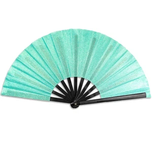 Ventilador de mano verde sirena grande brillo rave clack aplaudir baile ventilador plegable - Imagen 1 de 8