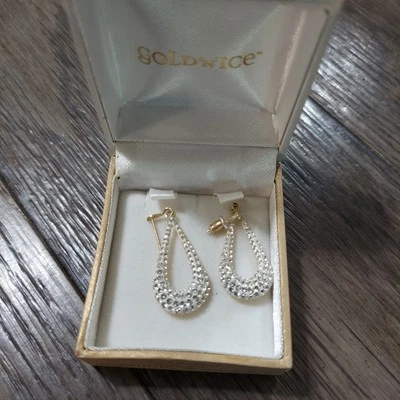 Pendientes colgantes Swarovski oro amarillo 14K N Ice en caja original Foto 1 de 4