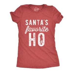 Womens Santa's Favorite Ho T Shirt Funny Christmas Party Naughty Or Nice Graphic - Picture 1 of 8
