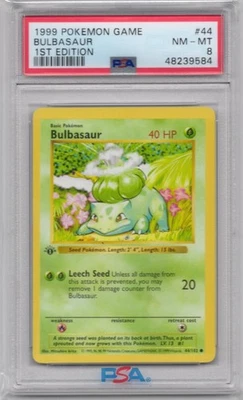 Pokemon Bulbasaur Base Set Shadowless 1st Edition PSA 8 - Image 1 of 2