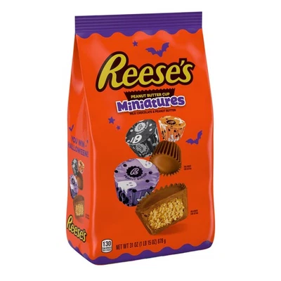 REESE'S Miniaturas Chocolate con Leche Mantequilla de Cacahuete Tazas, Bolsa a Granel de Caramelos de Halloween, Foto 1 de 4