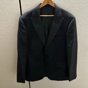 J.Crew Thompson Peak Lapel Tuxedo Jacket Black Wool Size 42L AZ235 - Picture 1 of 13
