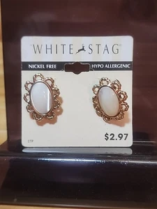  Weißer Hirsch Ohrringe Silberfarben.  1cnt15 - Bild 1 von 5