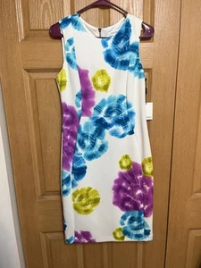 NWT Calvin Klein Elegant Colorful Midi Scuba Fit & Flare Dress size 8. Cruise - Picture 1 of 11