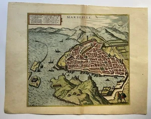 MARSEILLE FRANCE BRAUN & HOGENBERG 1575 SIGLO 16 VISTA ANTIGUA GRANDE Y RARA - Imagen 1 de 11